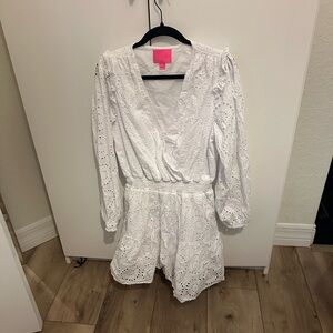 White Eyelet long sleeve dress, Lily Pulitzer size 16